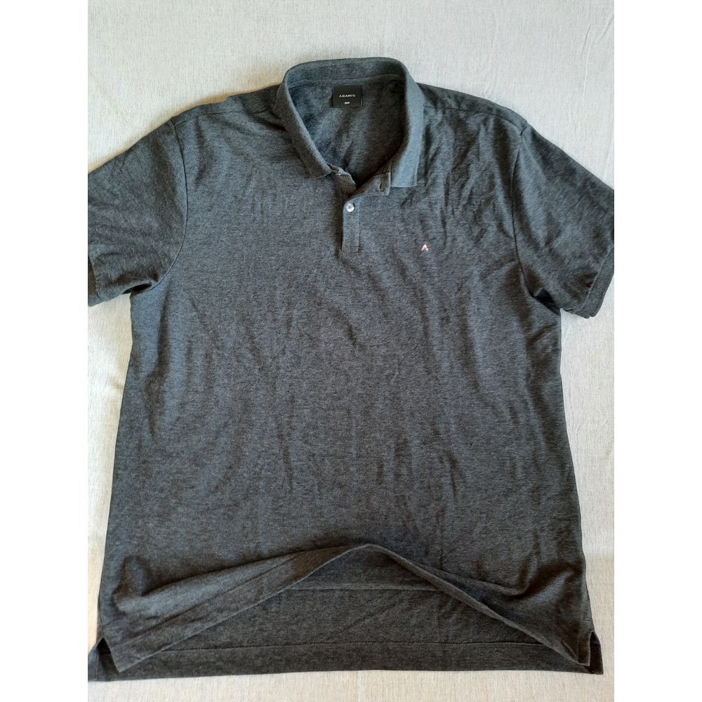 Aramis Men XL Art Logo Slim Fit Black Blend Material Knit Polo